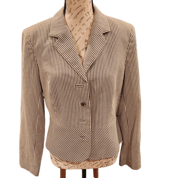 I.E. Petite Black & Lavender Pinstripe Blazer Size 14P - Picture 1 of 7